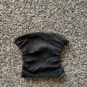 Free People Black Gray Knit Gaiter with Copper Logo Plate